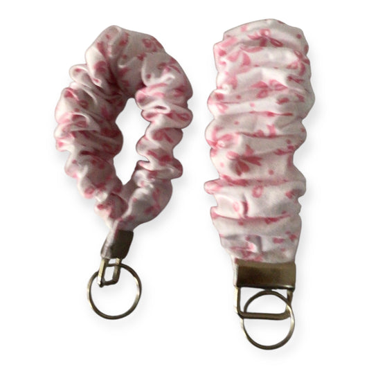 Pink ribbons Scrunchie Key Fob